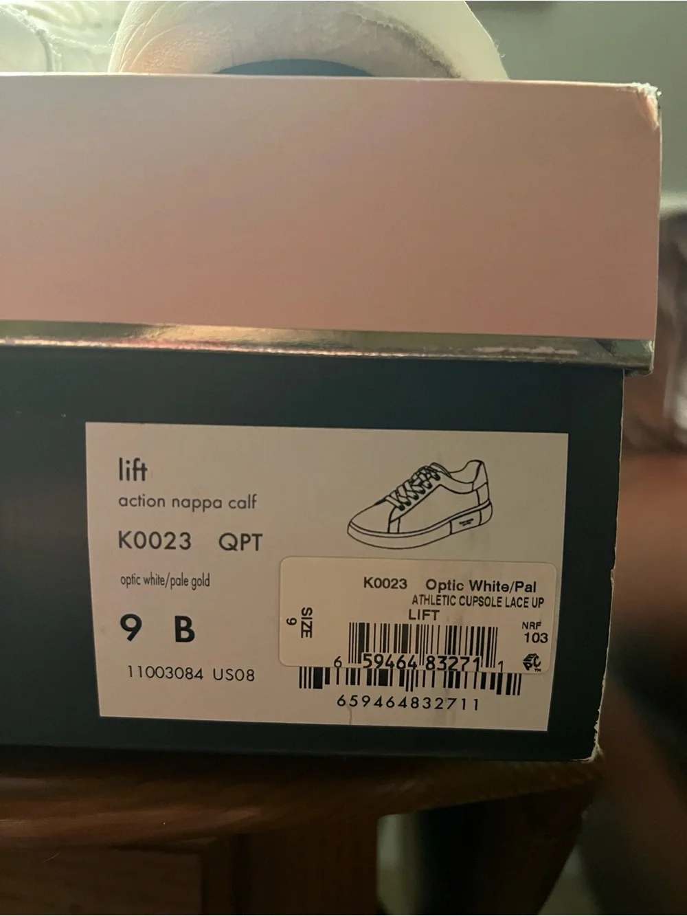 kate spade Lift White Leather Lace-Up Sneakers with Gold Heel Tab